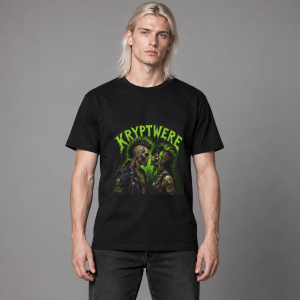 Kryptwere Horror Couple T-Shirt — Neon Green Werewolf Vampire Design