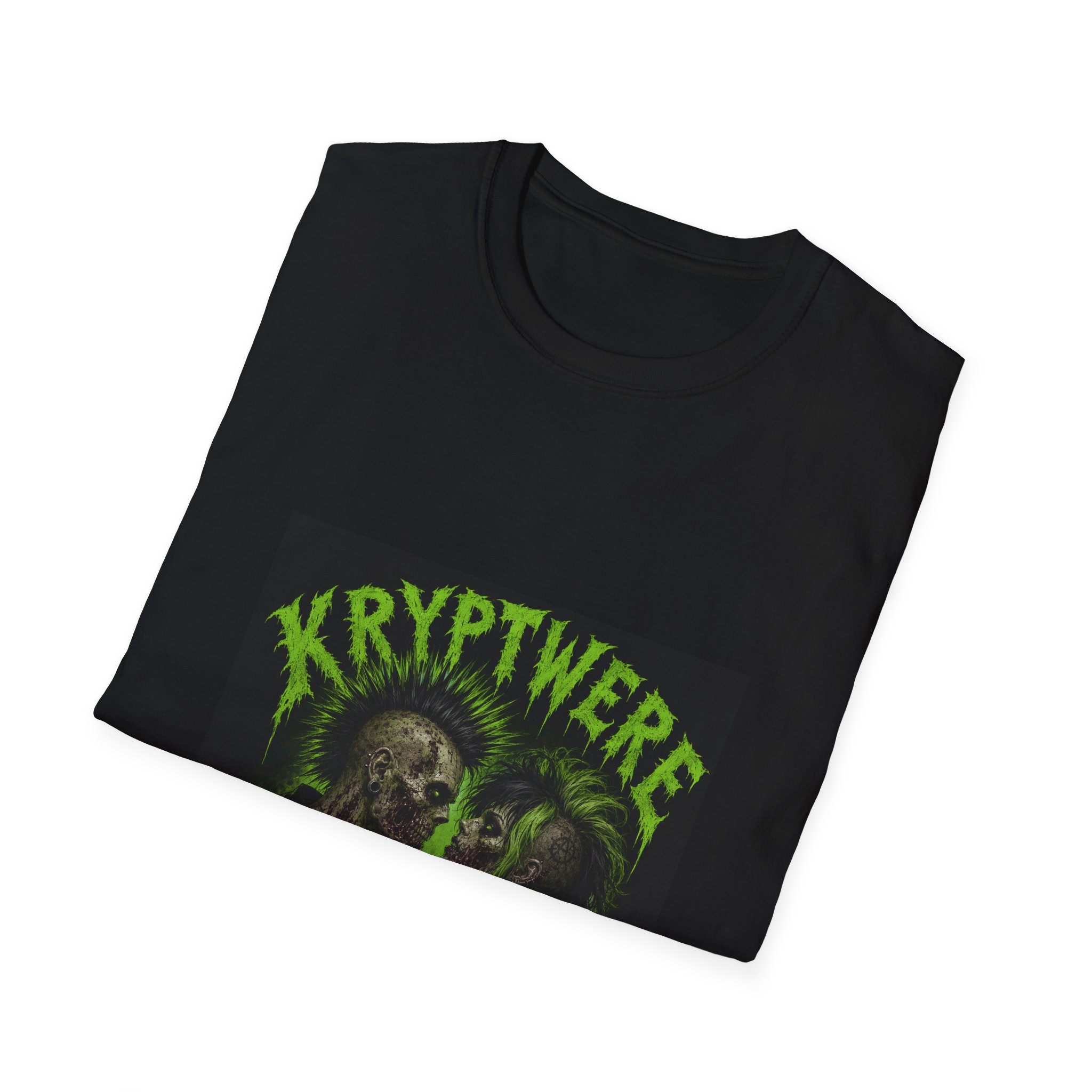 Kryptwere Horror Couple T-Shirt — Neon Green Werewolf Vampire Design - Image 5
